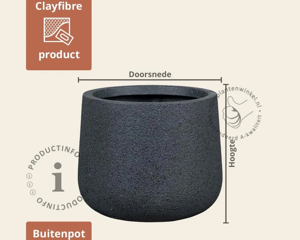 Bloempot Cleveland 54 zwart