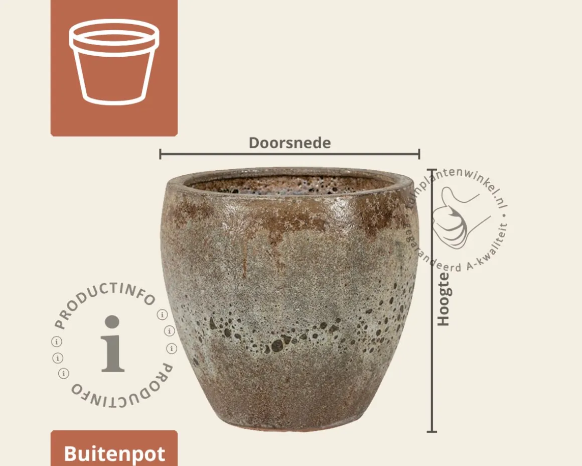 Bloempot Melbourne 1-01 antiek bruin